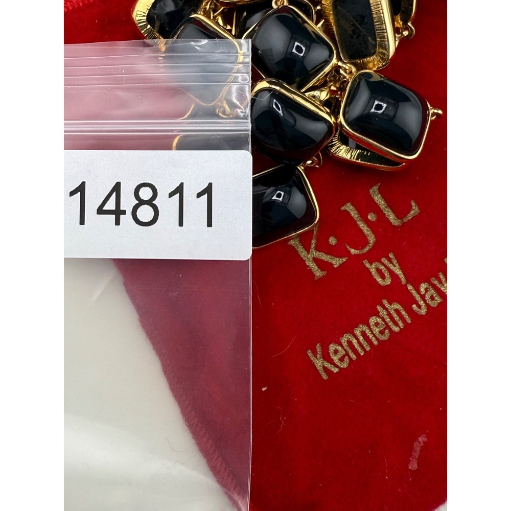 Kenneth Jay Lane Necklace Gold Tone Black Acrylic… - image 7
